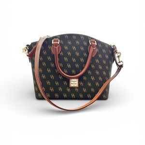 Dooney & Bourke Monogram Gretta Geena Satchel Brown